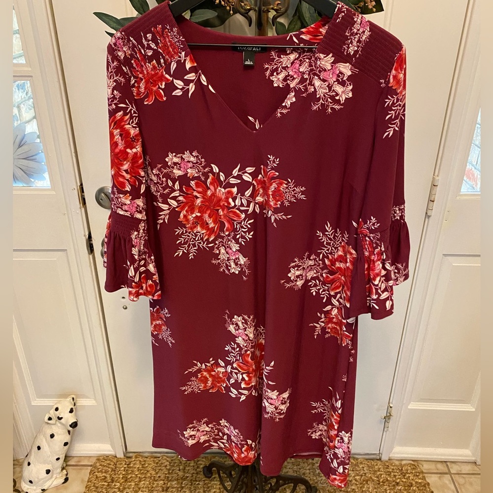 Roz & Ali Floral Print Midi Dress L